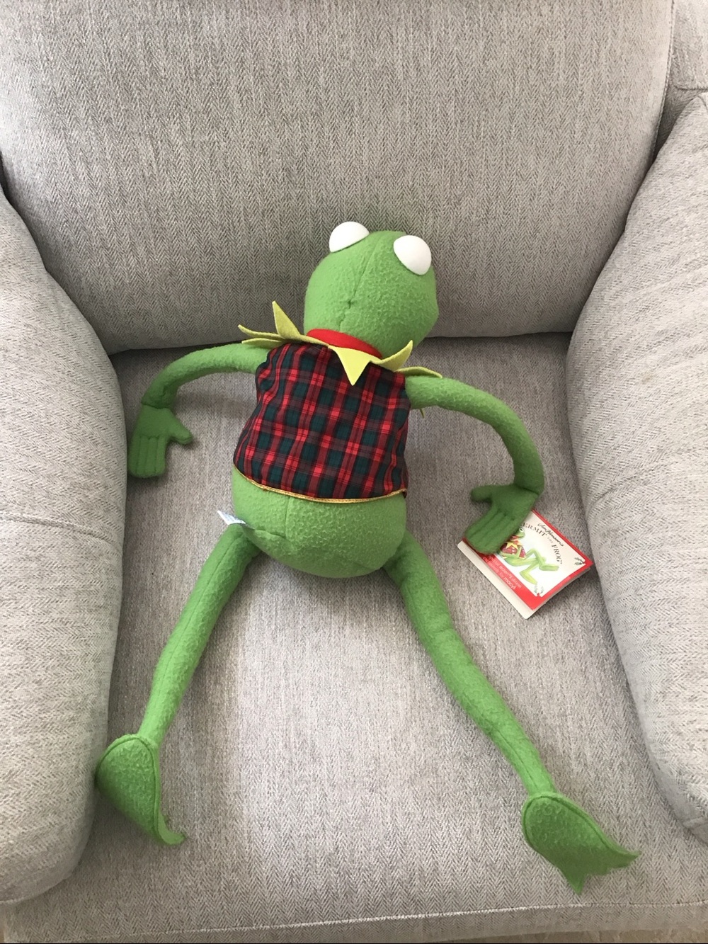 Vintage Large Kermit the Frog Plush with Plaid Vest 24” - Picture 9 of 14